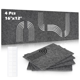 DOLLAR BOSS Wall Art Acoustic Panels 4 Pcs 16" X 12" Soundproof Panels for Wall Fretwork Decorative Sound Absorbing Panel for Recording Studio Office Home, Grey