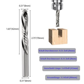 8 mm Shank Compression CNC Milling Cutter End Mill 2 Pieces 2 Flute Spiral Groove Cutter 42 mm Cutting Length Up & Down Cut Spiral Cutter Bit Solid Carbide End Mill Groove Cutter for Wood, Density Board