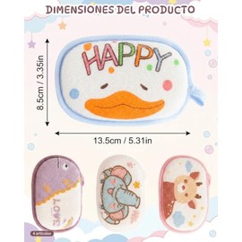 4 Esponja De Baño Para Bebe De Algodón, 15 X 10 X 3CM, Diseños Animales