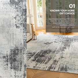 OMERAI Rug 5x7 Area Rug for Bedroom Washable Rug for Living Room Kitchen Dining Room Rugs Non-Slip Home Decor Carpet Faux Wool Rug Large Modern Art Ultra Soft Blue Area Rug-Peaceful