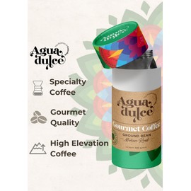 Agua Dulce Ground Coffee 100% Arabica Single Origin Specialty Gourmet Fair Trade Costa Rica Coffee Medium Roast 12oz Pack of 1 (Medium Roast, Ground Coffee 12oz)