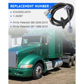 Headlight Wiring Harness Fit for Peterbilt 386 (2005-2015)/387 (1999-2010), Replace 61A3002-0474, 1-34267, 2PCS