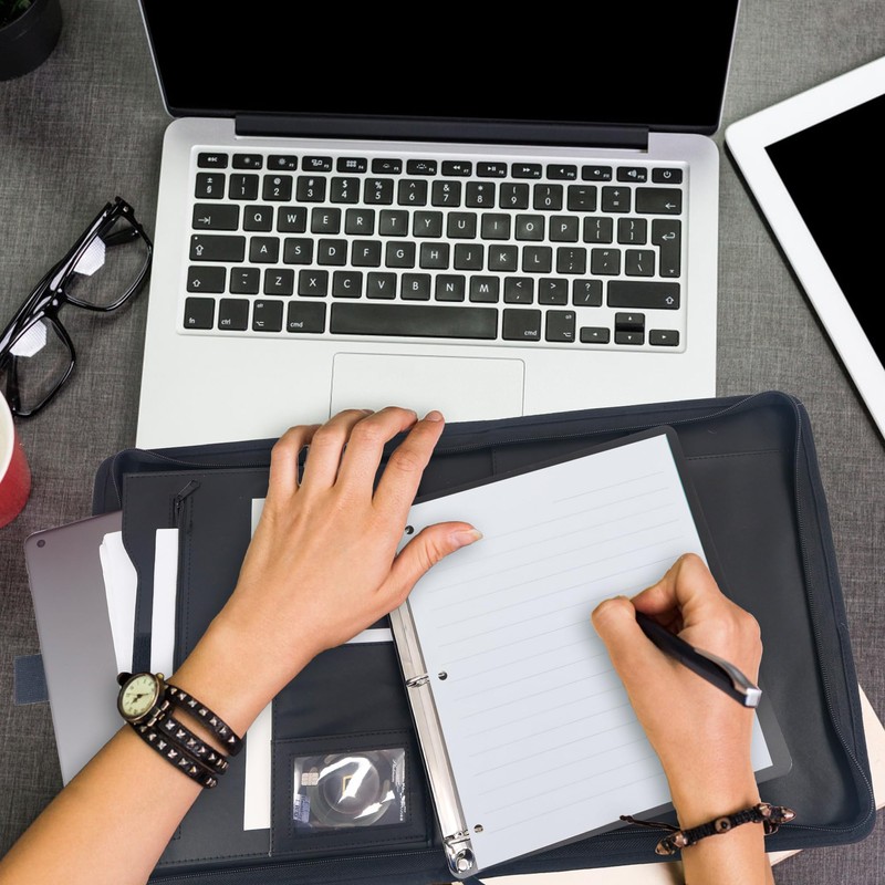 GraduationMall Portfolio with Zip and Handles, Faux Leather Writing Case