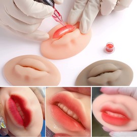 Amber Lash Tattoo Practice Imitation Skin and Body Parts for Realistic PMU Experience (3D Silicon Lip - 3pcs)