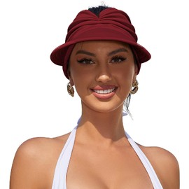 NEWKIBOU Sombrero de Visera para Mujer,Sombreros para el Sol de Verano UPF 50+, Protección UV Sombreros de Playa Visera de Golf Plegable para Mujer (Burdeos)
