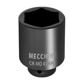 Meccion 1/2 Inch Drive Impact Socket 41mm Metric, 6 Point Cr-Mo Deep Impact Socket, 78mm Length