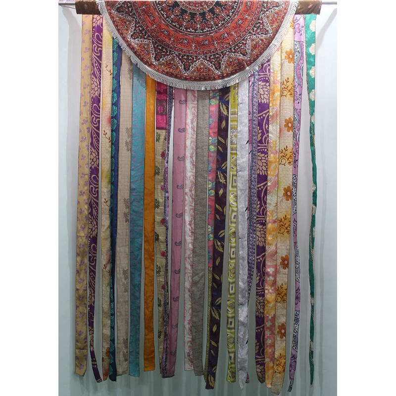 Mango Gifts Old Silk Sari Ribbon Doorway Curtain boho theme