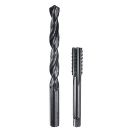 sourcing map Tap and Drill Bit Set, 1pcs M12 x 1.5 Metric Straight Flute Thread Screw Taps & 1pcs 10.5mm Twist Drill Bits, Black Oxide HSS-6542 Tapping Threading Tool Kit