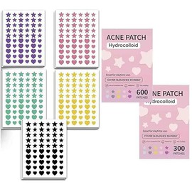 Parches para Acne, WEZCHUGHAOL 900 PCS Parches de Estrellas para Acne, Almohadillas Hidrocoloides Espinillas, Suave Sin Irritación, Utilizado para Minimizar el Acné, Pueden Absorber la Secreción
