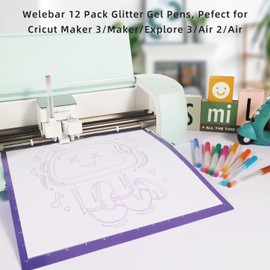 Welebar Glitter Gel Pen Set for Cricut Maker 3/Maker/Explore 3/Air 2/Air, 0.8 Tip Glitter Pen Set of 12 Pack Medium Point Pen, Writing, Drawing, Invitations, Cards