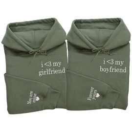 Regamor Embroidered Matching Couple Hoodies Boyfriend and Girlfriend I Love My Girlfriend Couple Christmas Valentine 1132