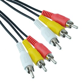 Triple RCA Male Phono Plug to Male Phono Plugs - AV Audio Visual Video Cable Lead with Yellow White & Red Plugs (LENGTH 1M)