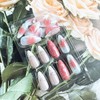24Pcs Pink Press on Nails Medium Almond Nails French Tip