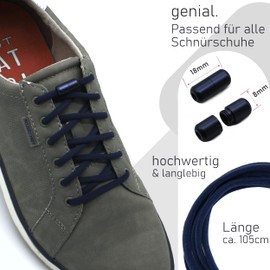 Run out sports Elastic Laces With Metal Fastener, No Bow, Elastic, Without Tying, Quick Lock With Metal Capsule - Blue -