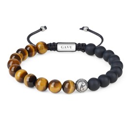 GAVU Men's Crystal Yin Yang Bracelet, Stainless Steel, Tiger's Eye