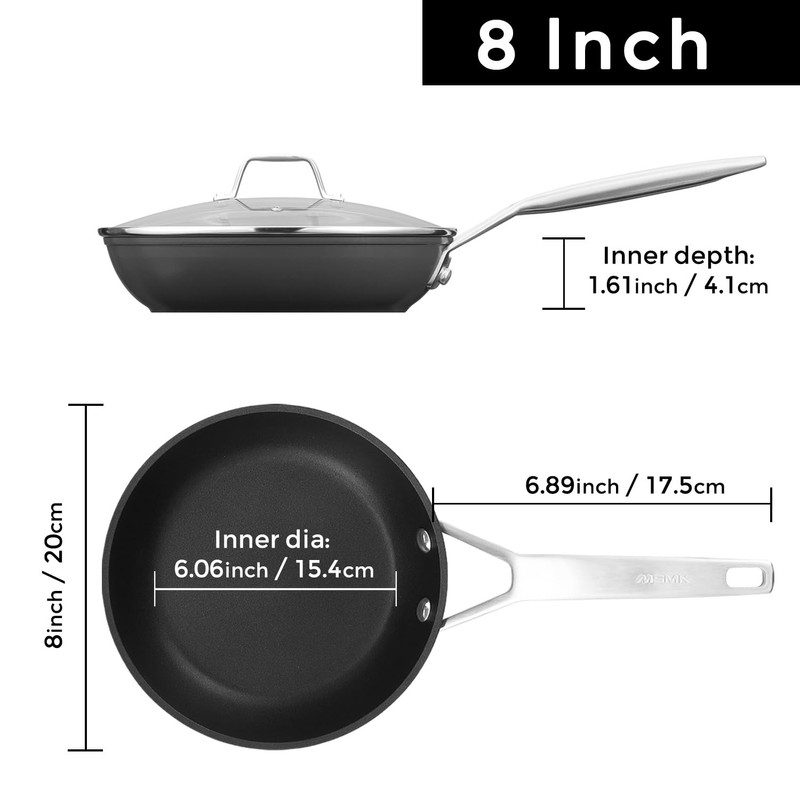 MsMk 8 inch Small Frying Pan with Lid, Burnt also