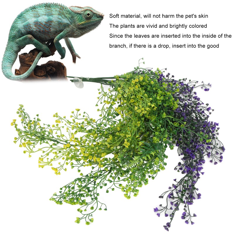 3pcs Artificial Reptile Plants Reptiles Terrarium Leaves for Lizards Geckos