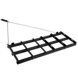 4 FT Drag Harrow, Heavy Duty Driveway Grader, Tow Behind Lawn Rake with Reinforced Chain, Power Rake for ATV UTV Tractor Mower, Land Leveler for Gravel Sand Soil Hay