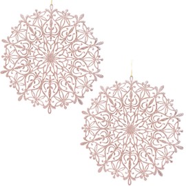 Toyland® Pack of 2-39cm Rose Gold Glitter Snowflake Pendant Christmas Decoration