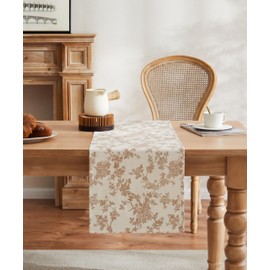 YZJZEDS 100% Cotton French Pastoral Table Runners, 13x36 Inch Brown Farmhouse Table Runners 36 Inches Long, Vintage Flowers Print Home Decors
