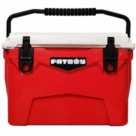 Fatboy Rugged Hard Sided Ice Chest Cooler Red-White 20QT Quart Roto Molded