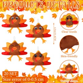 Blueweenly 20 Pcs Thanksgiving Fall Turkey Plush Stuffed Animal with Cards Bulk 4.5 Inch Mini Plush Turkey Toy Gifts Small Cute Soft Stuffed Toys for Kids Thanksgiving Party Favors Home