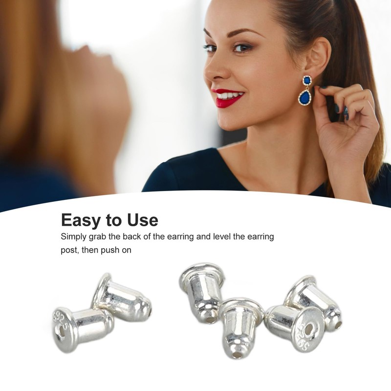 Replacement 925 Silver Earring Backs, Secure Clasp Stud Earrings, Hypoallergenic,