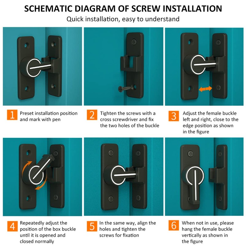 Barn Door Lock, Bolt Latch,Heavy Duty Gate,90 Degree Luminous Sliding