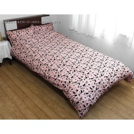 CAMEL PALMS 100% Cotton Futon Cover, For Futons 39.4 x 78.7 inches (100 x 200 cm), Single Side (41.3 x 80.7 inches (105 x 205 cm), Antibacterial and Odor Resistant, Black Cat Pattern, Pink