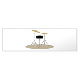 CafePress Snare and Cymbal Bumper Sticker 10"x3" Rectangle Bumper Sticker Car Decal (10 Pack)