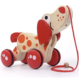 Happy Toys Perro pasea Conmigo de Madera | Juguete de Arrastre Didáctico para Bebé | Estimulación Temprana Estilo Montessori | Educativo para niño y niña