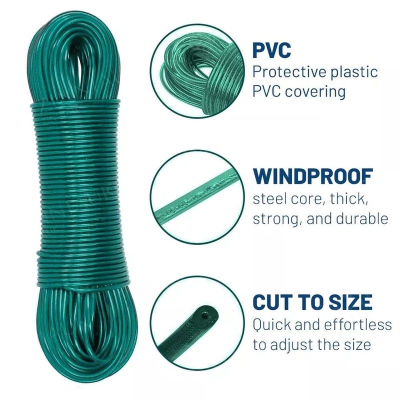 Zinnia 60m Green Rotary Airer Replacement Washing Line Outdoor PVC