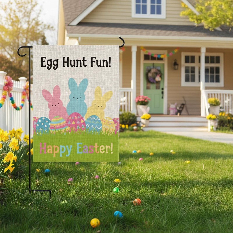 Easter Garden Flag Double Sided 12x18 Inch - Happy Easter