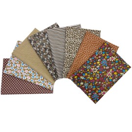 Jukway Pack of 8 Cotton Fabric Sold by the Metre 50 x 50 cm Fabric Package Cotton Fabric Scraps DIY Patchwork Cotton Cloth with Various Patterns Fabrics for Sewing Quilting Decoration Crafts (Brown)
