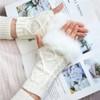 CABODYALS 2 Pairs White Furry Fingerless Gloves Arm Warmers Fluffy