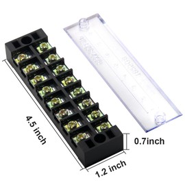 MILAPEAK 8pcs (4 Sets) 8 Positions Dual Row 600V 25A Screw Terminal Strip Blocks with Cover + 400V 25A 8 Positions Pre-Insulated Terminals Barrier Strip (Black & Red)