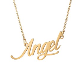 HUAN XUN Gold Color Plated Carrie Design Necklace, Angel