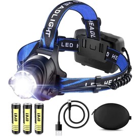 LBJD LED Rechargeable Headlamp Flashlight Super Bright Hardhat Headlamps for 15 Hours Long Working Time, USB Head Lamp, for Power Outage, Fishing, Camping, Hunting