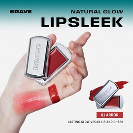BRAYE- Bálsamo labial Lipsleek, rubor en crema monocromático, maquillaje facial 2 en 1, hidratante y modulable, vegano +