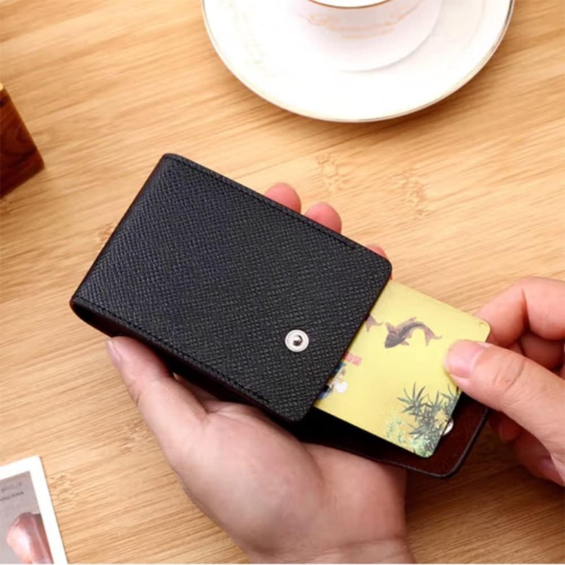NIHO 9 Tarjetas de crédito Titular, PU Cuero, RFID Bloqueo