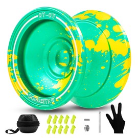 WATIEOBOO Yoyo Profesional, Metal Responsive Yoyo para Niños Principiantes, Yoyo Unresponsive para Adultos Jugadores Intermedios Avanzados (Azul Amarillo02)