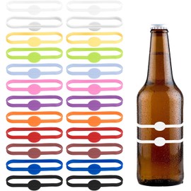 24 marcadores de bebidas para anteojos, marcadores de vasos de silicona, tiras de botellas, etiquetas de bebidas, banda de nombre, marcadores de bebidas, dijes de botella de agua, marcadores de copa