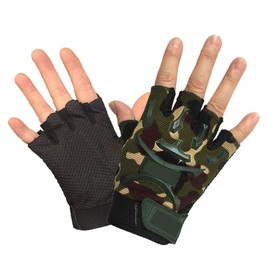 LIOOBO 1 Pair Camouflage Kids Sports Half Finger Gloves Cycling Gloves for Outdoor Use