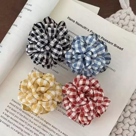 4 Pack Grid Flower Hair Clip Medium, 1.57 IN Small Claw Clips for High Ponytail, Cute Hair Clips Travel Beach Holiday Birthday Gift for Mother Thick Thin Long Hair