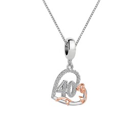 KunBead 18 inch Rose 40 Birthday Heart Charm Pendant Necklace for Mum Daughter Granddaughter Auntie Friend Wife Sister