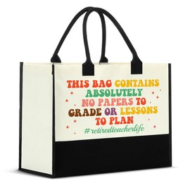Nvhai Retirement Gifts for Teacher Women, Retired Teacher Gifts Canvas Tote Bag for Women Shopping Grocery Bag