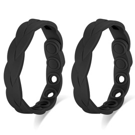 Metzm Adjustable Silicone Bracelet for Men Women-Waterproof Silicone Wristbands for Events Nautical Surfer Sports Rubber Bands for Bracelets Jewelry Gifts (2Pcs Black Rope)