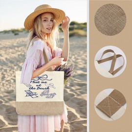 Summer Beach Bag for Women, Large Beach Tote Bag, Ocean Lover Aesthetic Shoulder Bags, Mom Gifts from Daughter Son, Vacation Travel Shopping Reusable Grocery Bags - Meet Me At The Beaches