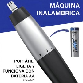 Máquina Rasuradora Nasal Trimmer Wahl®, Recortadora inalámbrica de Nariz y Orejas, Uso de Pila AA, Cuchilla de Acero Inoxidable, Cuchilla Lavable
