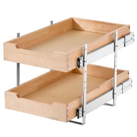 2-Tier Pull-Out Cabinet Organizer Soft Close Slide Out Wood Drawer 14"W X 21"DNumber of Layers: 2 Layers, Dimensions (W*D): 14x21 inch